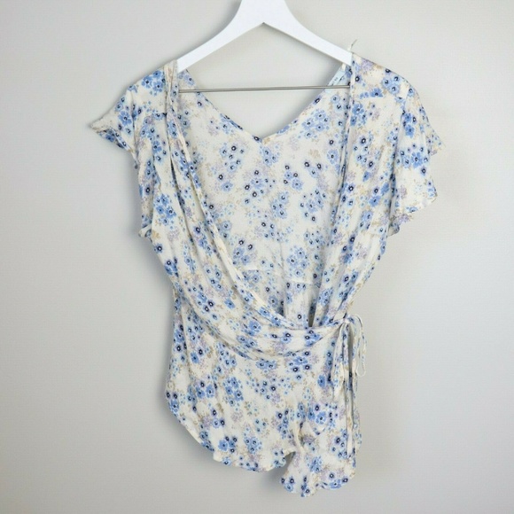 Kimchi Blue Tops - Kimchi Blue Anthro Floral Full Wrap Tie Front Top